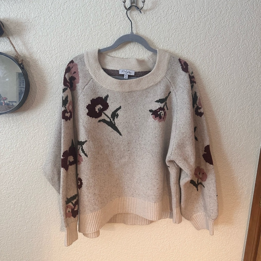 Piper and Scoot Beige Floral Sweater